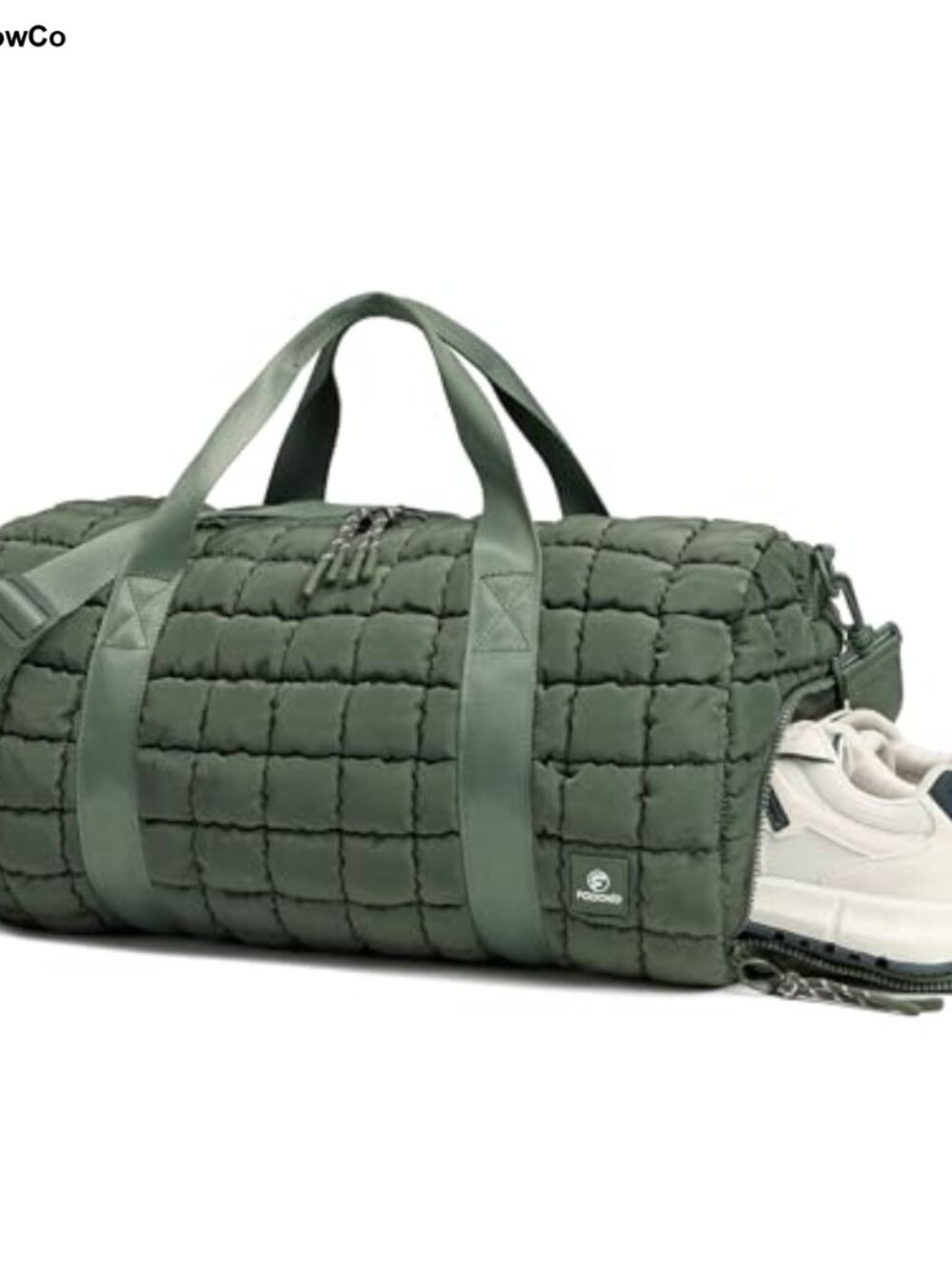 Quilted Puffer Duffel Bag Waterproof Nylon Travel Gym Sport Bag with Shoe